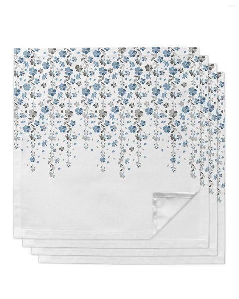 Serviette De Table Bleu Gris Fleur Pour La Fête De Mariage Napperon Imprimé Torchons Cuisine À Manger