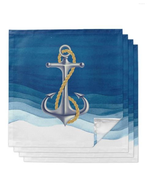 Serviette de table bleu océan ancre nautique 4/6/8 pièces tissu décor dîner serviette pour cuisine assiettes tapis décoration de fête de mariage