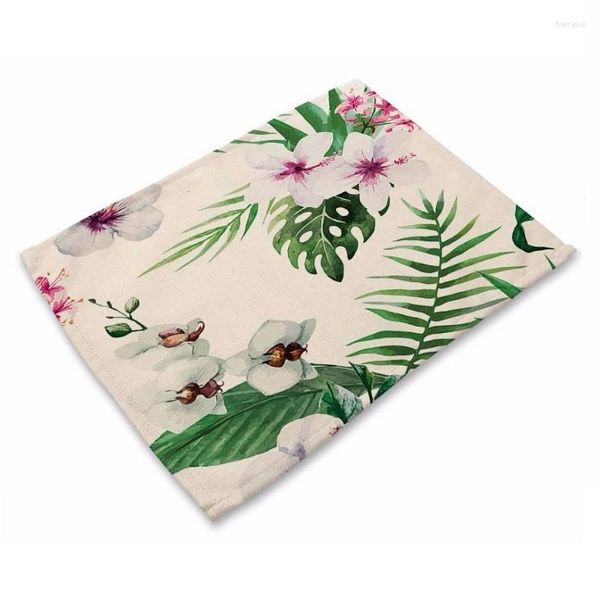 Serviette de table CAMMITEVER afrique du sud plantes Floral joyeux anniversaire serviettes pour une fête de thé multicolore feuilles vertes fleurs tapis