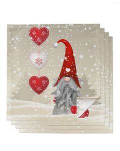 Serviette de table Noël Gnome Flocon de neige Amour Coeur Serviettes Ensemble Festival Maison Fête De Mariage Dîner Tissu