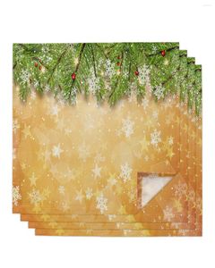 Serviette de table noël flocon de neige fond 4/6/8 pièces tissu décor dîner serviette pour cuisine assiettes tapis décoration de fête de mariage