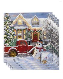 Tafel servet kerst sneeuwman huizen boomtruck 4/6/8 stks keuken 50x50 cm servetten serveergerechten thuis textielproducten