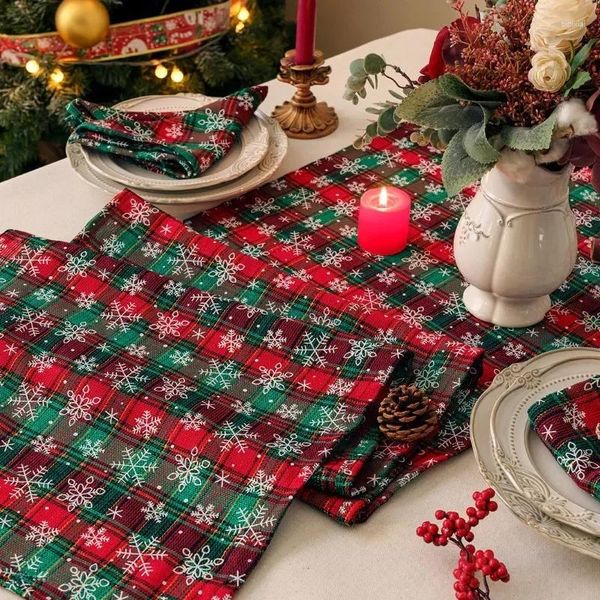 Serviette de Table classique de noël, Tartan écossais, en tissu à carreaux, 30cm, 45cm, décoration de salle à manger pour la maison