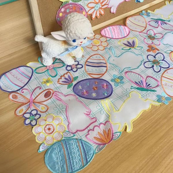 Serviette de Table, tapis de café, tapis circulaire en Silicone, Style intérieur, nappe Girly, ensemble de dîner tissé de pâques pour 6 personnes