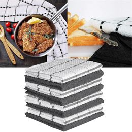 Serviette de Table en coton, torchon de cuisine gris, 8 pièces, tissu absorbant épais à carreaux, serviette tournesol