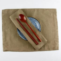 Serviette de table double face style naturel coton lin tissu napperon tapis isolant salle à manger café décoration