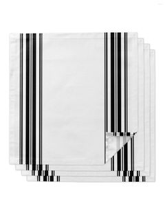 Serviette de table ferme rayures noir et blanc 4/6/8 pièces tissu décor dîner serviette pour cuisine assiettes tapis décoration de fête de mariage