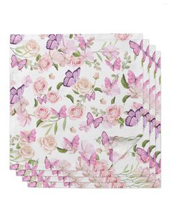 Serviette de table fleurs papillon Rose Rose 4/6/8 pièces tissu décor dîner serviette pour cuisine assiettes tapis décoration de fête de mariage