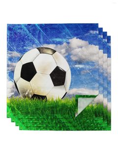 Tafel servet voetbalhemel wolken grasvoetbal 4/6/8 stks doek decor diner handdoek voor keukenborden mat bruiloft feestdecoratie