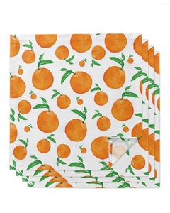 Tafel servet fruit sinaasappels groene bladeren 4/6/8 stks doek decor diner handdoek voor keukenborden mat bruiloft feestdecoratie