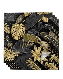 Serviette de table feuilles dorées fond noir serviettes ensemble de tissu cuisine dîner torchons Design tapis mariage décor