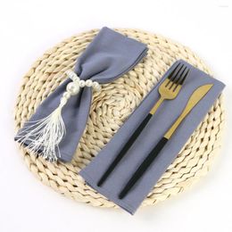 Servilleta de mesa Servilletas de tela para servir gris Fábrica al por mayor Juego de servilletas de tela de algodón suave para decoración de Navidad de boda de granja