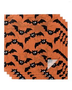 Tafel servet halloween bat oranje achtergrond 4/6/8 stks doek decor diner handdoek voor keukenborden mat bruiloft feestdecoratie