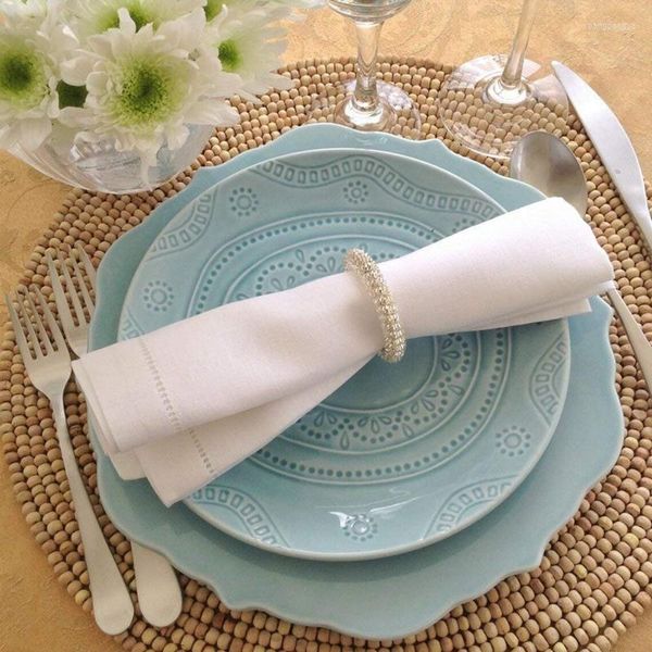 Serviette de table Serviettes en lin de haute qualité Tissu pur de couleur blanche