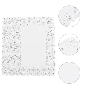 Serviette de Table creuse, feuilles absorbant l'huile, napperon rond en papier, vaisselle jetable blanche pour mariage