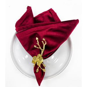 Serviette De Table Maison Luxueux 6pcs Lot 45cmx45cm Bordeaux Vert Foncé Champagne Or Sur Mesure Velours Serviette De Table Set De Table pour Mariage 220930