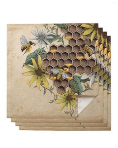 Serviette de table miel nid d'abeille insecte abeille fleur serviettes tissu Diner Banquet fête de mariage mouchoir décorations pour la maison