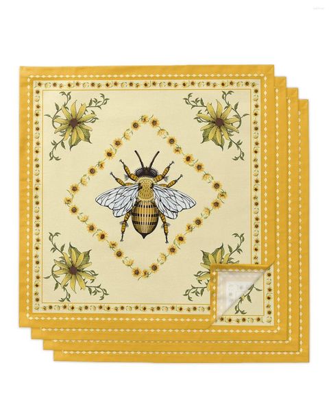 Serviette de table idyllique tournesol abeille serviettes ensemble de tissu mouchoir dîner pour la décoration de fête de Banquet de mariage