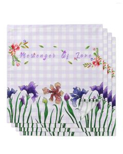 Servilleta de mesa Iris flor a cuadros para fiesta de boda mantel impreso paños de cocina comedor de cocina
