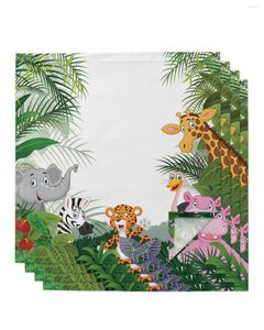 Serviette de table Jungle Animal dessin animé girafe éléphant 4/6/8 pièces cuisine 50x50cm serviettes plats de service produits textiles de maison