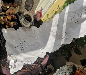 Servilleta de mesa Junwell hecho a mano Cutwork bordado Lino algodón mantel toalla de cocina para fiesta boda servir mantel Decoración