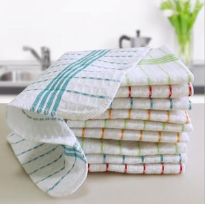 Serviette de table Cuisine Coton Rayé Quatre Couleurs 10pcs Serviette Tampon À Récurer 30x30cm Bonne Qualité