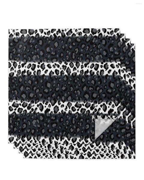 Serviette de table imprimé léopard noir blanc rayé 4/6/8 pièces tissu décor dîner serviette pour cuisine assiettes tapis décoration de fête de mariage