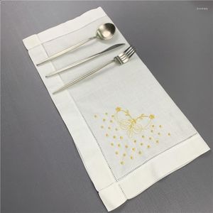 Servilletas de mesa Servilletas de lino para cena Escalera de 20x20 pulgadas Té de flores bordadas Dos tipos de especificaciones