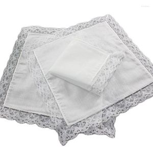 Serviette de table Lot nouveauté mariage blanc femmes dentelle mouchoir tissu Portable coton serviettes Hanky Guardanapo H06