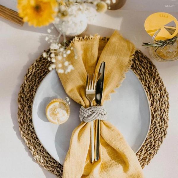 Tapis de serviette de Table en coton 50x50cm, décor rustique pour dîner, salle à manger, Design, événement, mariage, Texture, lieu, cadre rétro