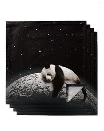 Tafel Napkin Moon Night Sky Star Panda Black 4/6/8pcs Doek Decor Dinner Doekdoek voor keukenborden Mat Wedding Party Decoratie