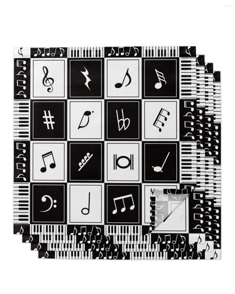 Serviette de table Musc Piano touches noir blanc 4/6/8 pièces tissu décor dîner serviette pour cuisine assiettes tapis décoration de fête de mariage