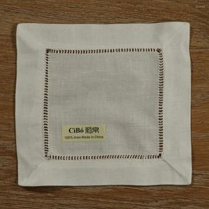 Serviette de table N022-6 : 12 pièces de serviettes de cocktail en lin ivoire ajouré 6 