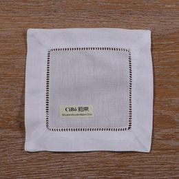 Serviette de Table N030-6 : 12 pièces, serviettes de Cocktail en ramie/coton blanc, sous-verres en tissu à ourlet en échelle