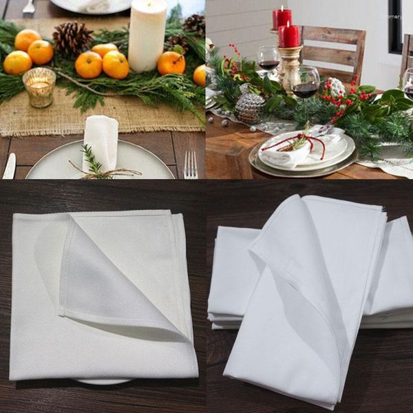 Serviettes de Table en lin pour mariage, en coton doux et blanc, de luxe, pour dîner