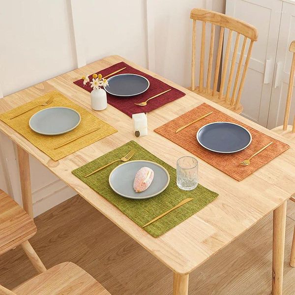 Serviette de Table en lin de Style nordique, napperon de couleur unie, tissu transfrontalier, tapis d'isolation thermique, tissu alimentaire occidental