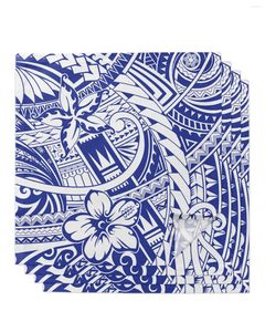 Serviette de Table à Texture ethnique polynésienne bleue, 4/6/8 pièces, décor en tissu, serviette de Table pour assiettes de cuisine, tapis, décoration de fête de mariage
