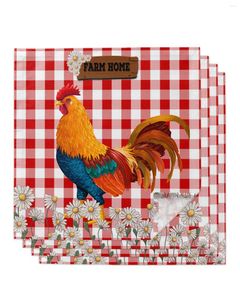 Tafel servet rode geruite daisy Rooster Farm 4/6/8pcs doek decor diner handdoek voor keukenborden Mat bruiloftsfeestdecoratie