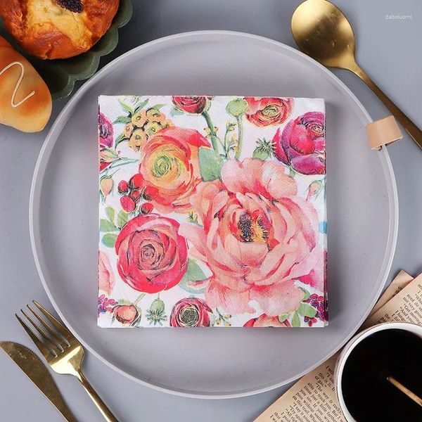 Servilleta de mesa Restaurante Papel de impresión colorido de lujo Rosa Paño de boca para el hogar 33 cm Tejido facial 20 piezas / pac