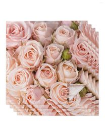 Servilletas de mesa Rosas Flores rosas Juego de servilletas Pañuelo suave Banquete de boda Cena Decoración personalizada