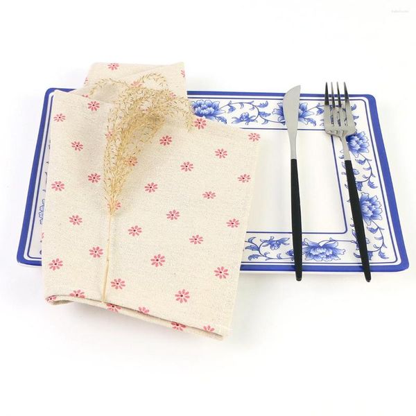 Serviette de table Lot de 10 serviettes en tissu de style japonais Linge de maison 40 x 40 cm Imprimé floral Dîner Serviette de table Décoration de tapis de mariage