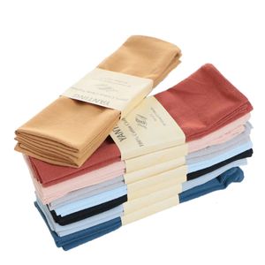 Serviette de table Ensemble de 12 serviettes en tissu 30x45cm Tissu en coton durable Réutilisable Couleur uniforme pour la cuisine Salle à manger Décoration de mariage de Pâques 231122