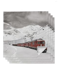 Tafel Napkin Snow Mountain Red Train 4/6/8 stks servetten