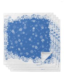 Serviette de table bonhomme de neige arbre de noël Elk flocon de neige bleu serviettes ensemble Festival maison fête de mariage dîner tissu