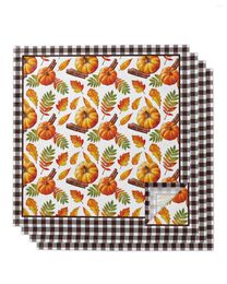 Serviette de table Thanksgiving citrouille feuilles tombées serviettes à carreaux ensemble Festival de noël maison fête de mariage dîner tissu