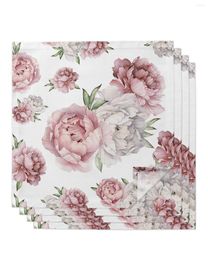 Serviette de table Vintage fleurs rose pivoine blanc serviettes ensemble de tissu torchons anniversaire mariage fête décoration