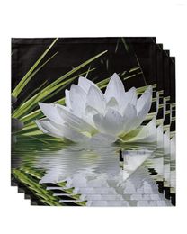 Serviette de table Lotus blanc et pierres Zen noires 4/6/8 pièces décor en tissu serviette de dîner pour cuisine assiettes tapis décoration de fête de mariage