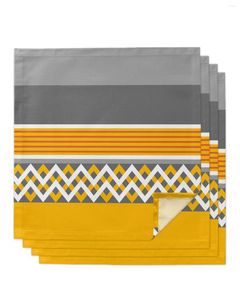 Serviette De Table Jaune Gris Rayures Géométrique Serviettes Ensemble Dîner Mouchoir Serviette Tissu Pour Banquet De Noce