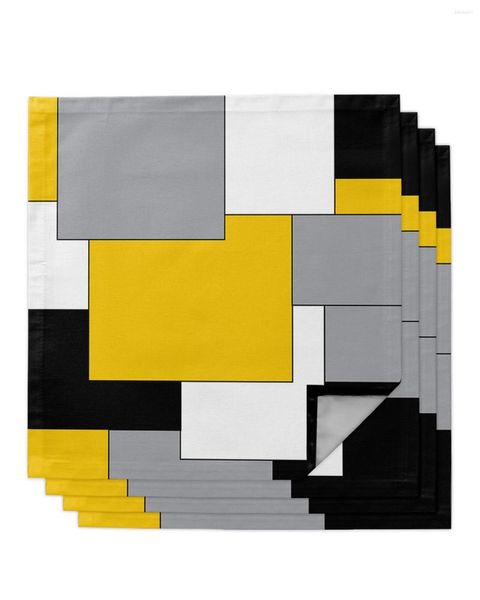 Serviette De Table Jaune Gris Patchwork Style Médiéval Abstrait Pour La Fête De Mariage Torchons Imprimés Cuisine À Manger