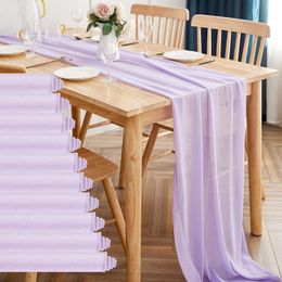 Chemin de table 10 pièces / set 30 * 300cm table en mousseline de soie Mariage du coureur pure haute décoration de table z Nappe de fête de fiançailles de mariage bohème 230408